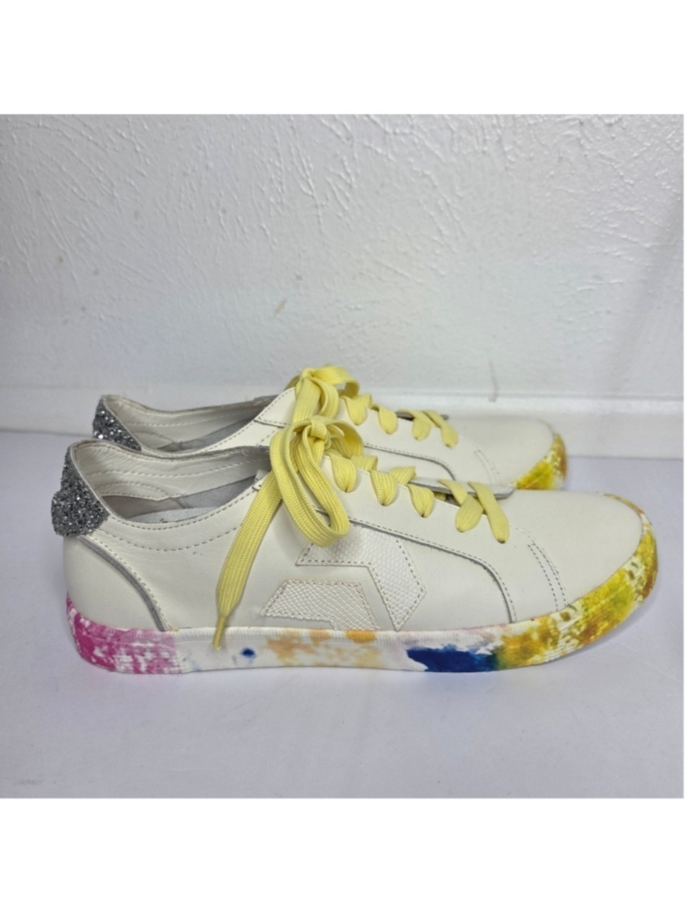 Anthropologie X Dolce Vita Zaga Citron Tie Dye Leather Sneakers Women's Size 9 - Picture 7 of 14